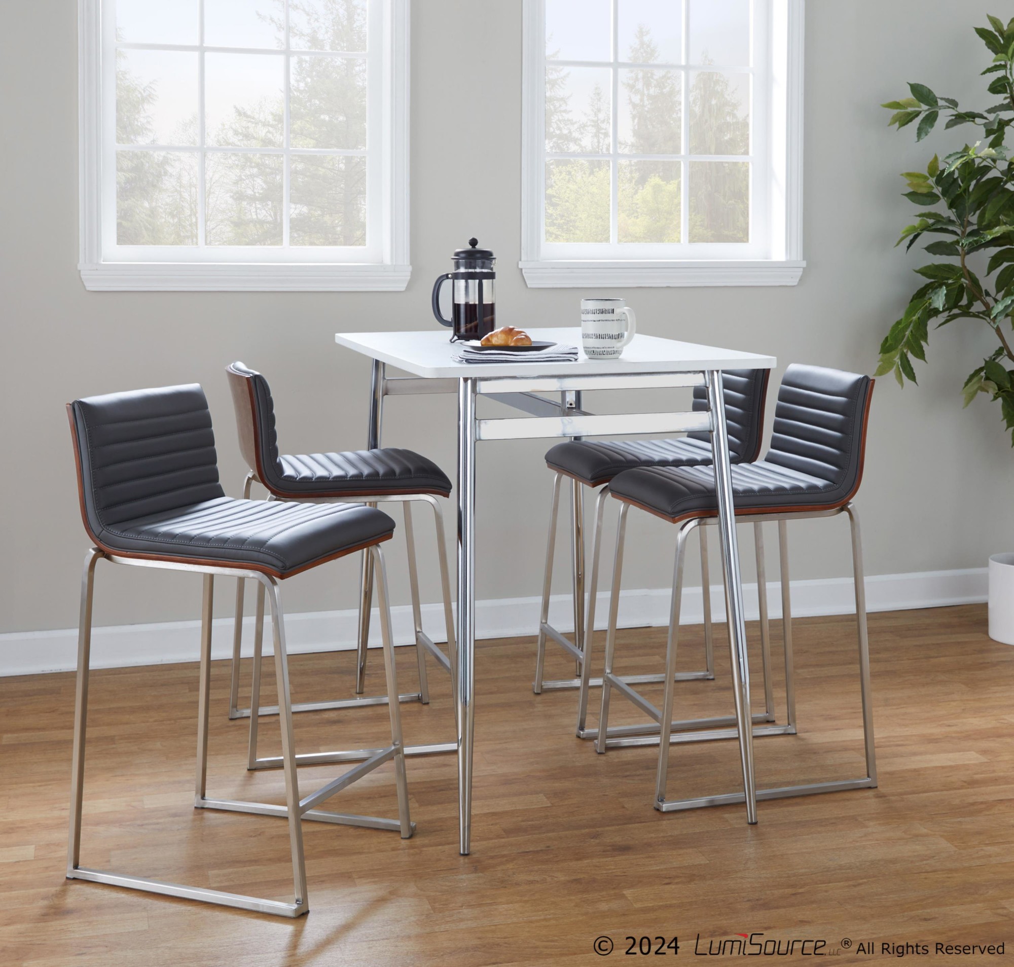 Element 2-Piece Bar Stool Set – Solid Wood Espresso Finish, 28.98" H, 220 Lb Capacity